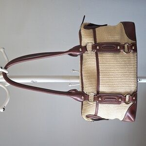 Etienne Aigner Leather And Tan Woven Vinatge Shoulder Bag